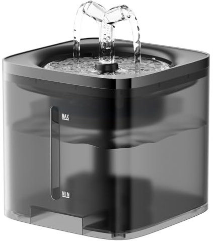 HIYAA Cat Water Fountain - 2L Ultra Silent Automatic Fountain with Filter - Faucet Shape - Grey