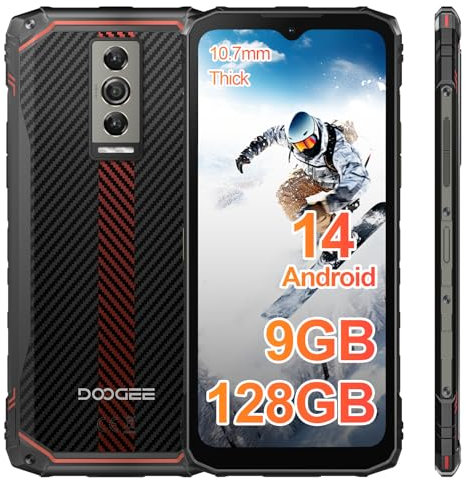 DOOGEE Blade 10 Outdoor Smartphone Android 14, 9GB+128GB/TF 2TB, 6.56 Zoll HD+90Hz, 16MP+8MP Kamera, 5150mAh Outdoor Handy Ohne Vertrag,10,7 mm ultradünn, Dual 4G SIM/Face ID/GPS/IP68/I69K/NFC
