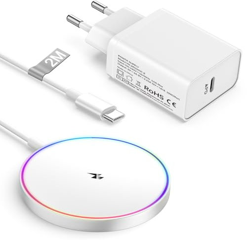 Wireless Charger iPhone, 15W Mag-Safe Charger with USB C Charger for Apple iPhone 16/15/15 Pro Max/15 Plus/14/13/12 Pro, AirPods, Magnetic Wireless iPhone Charger Pad Fast iPhone Wireless Charger