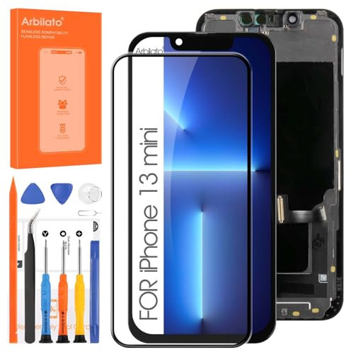 Arbilato LCD for iPhone 13 Mini Screen Replacement, Display Digitizer Touch Screen Assembly with Repair Kits for iPhone 13Mini(A2481, A2626, A2629, A2630, A2628)