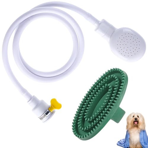 Sink Single Tap Shower Attachment Head Hose Spray Bath Rubber Hose, Handheld Shower Head for Pet Hand Held Faucet, Pet Shower Sink Hose with Pet Bathing Brush