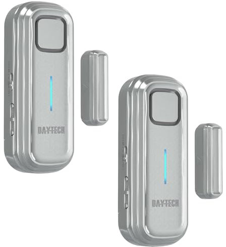 DAYTECH Fridge Door Alarm with Delay 1/2/3/4 Mins When Opend Window Alarm Close Doors Reminder Freezer Door Sensor or Chime 0 to 120 dB for Ajar Warning Silver 2 Packs