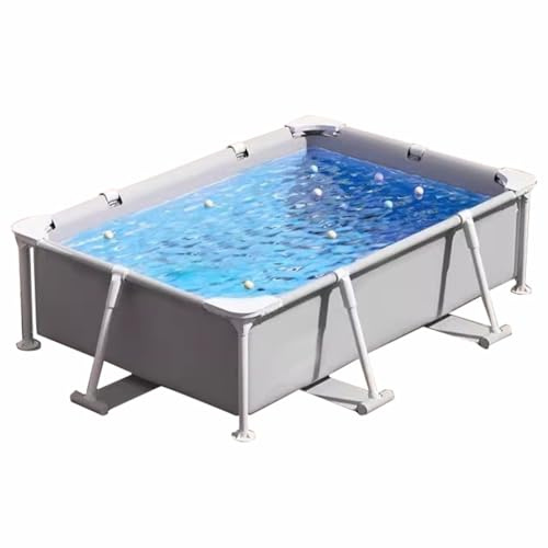 Easnuroz 150-300cm Rahmen Pool Rechteckiger Oberirdischer Pool Aus Metall Garten-Aktivitäts-Schwimmbecken Für Erwachsene - 3-Schicht-PVC-Laminatmaterial, Inklusive Reparaturflicken(259 * 170 * 61cm)