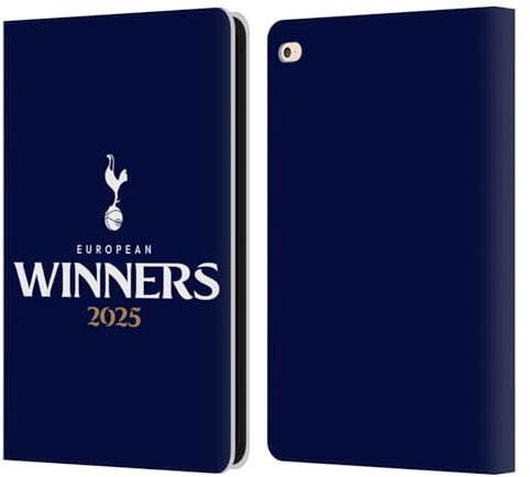 Head Case Designs Licenza Ufficiale Tottenham Hotspur F.C. Blu Vincitori Europei 2025 Custodia Portafoglio in Pelle Compatibile con Apple iPad Air 2 (2014)