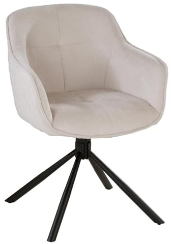 Generisch Polsterstuhl - Beige - Schwarz - Webstoff - Metallgestell - 180 Grad drehbar
