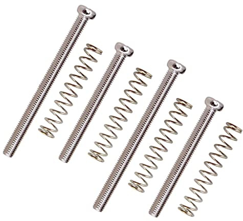 1 Set E-Bass-Steg-Saitenhalter Schrauben + Federn, silberfarben