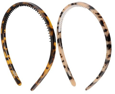 2 Stück Schildpatt-Acetat-Haarreifen Damen-Set mit Zähnen, Retro rutschfest Stirnband für Alltag, Büro, Schule & Freizeit, elegantes Vintage Haaraccessoire für Frauen und Mädchen