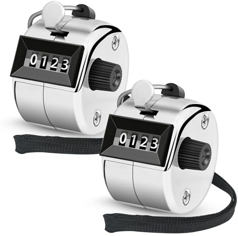 Nliyeisu 2 Pcs Clicker Counter, Hand Tally Counter with Large Display - Mechanical Pitch Counter Clicker for Baseball, Inventory, People Counting, Events, Gym Reps(Silver)