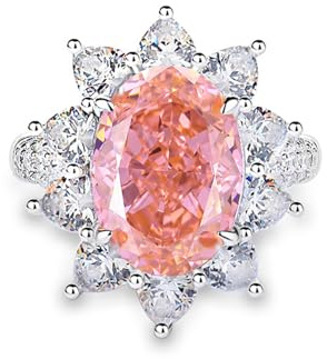 Stfery Ringe Platin Damen, Cocktailring mit Labor Erstellt Rosa Saphir Trauringe Echt Schmuck Gr.47 (15.0)