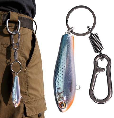 Porte-clés leurre de pêche, porte-clés en alliage réaliste, accessoire de pendentif, design durable et léger, fonction décorative polyvalente, porte-clés fantaisie pour les trajets au bureau
