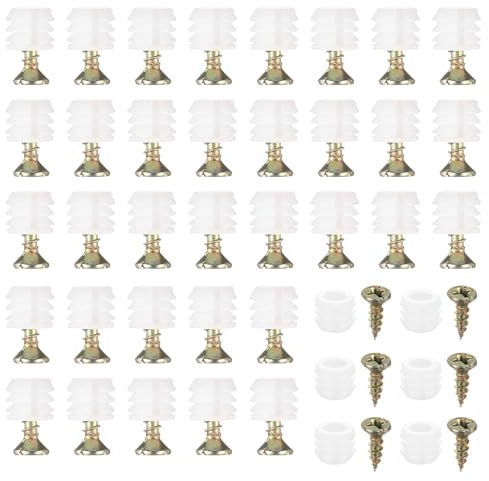 Peygre 200 Sets Hinge Dowel Inserts with Screws, M4 | Plastic Hinge Dowels, M4x8mm & M4x12mm Screws, Repair Fixings for Kitchen Cabinet, Cupboard, Chair Door Hinges.