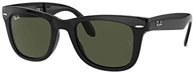 Ray-Ban Unisex Folding Wayfarer Sonnenbrille, Schwarz (Gestell: Schwarz, Gläser: Grün Klassisch 601), Large (Herstellergröße: 54)