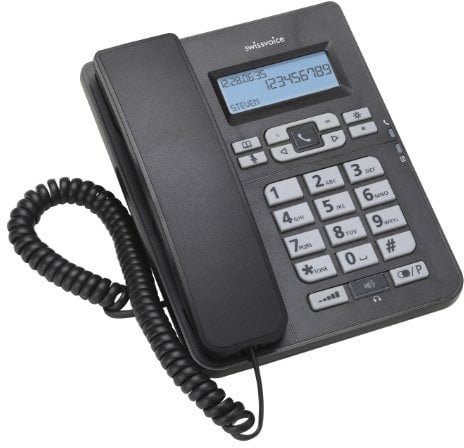 Swissvoice CP40 Schnurgebundenes und Wandmontagefähiges Analog-Telefon mit LC-Display und Freisprecheinrichtung