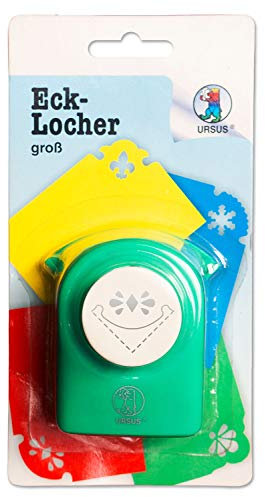 Ursus 19640080 - Locher groß, Funken, grün, aus Kunststoff mit Metallstanze, mit Druckknopffunktion für eine einfache Handhabung, zum Abrunden der Ecken
