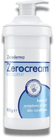 Zeroderma Zerocream Emollient Cream 2-in-1 Moisturiser & Soap Substitute, for Eczema, Psoriasis & Dry Skin Conditions. Hydrating Relief for Flaking Skin, 500g
