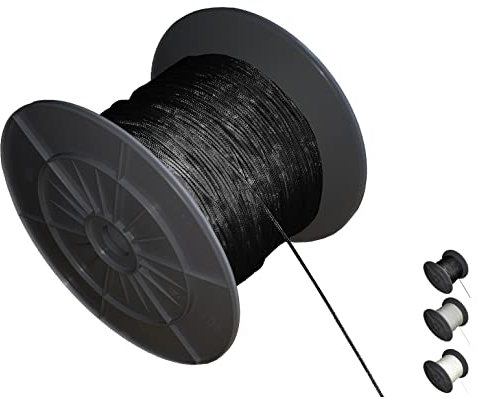 EFIXS Cordon de tirage pour Stores en Aluminium (diamètre 1,4 mm) - Longueur : 10 à 50 mètres (Noir, 30 mètres)