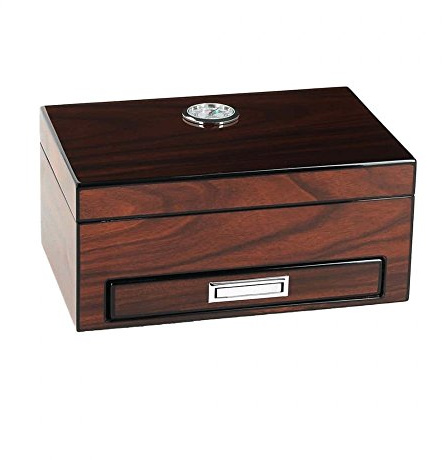 Angelo Braun Cigar Humidor Set - Aschenbecher, Klassisch, Braun, Holz