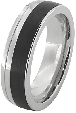 DOOSTI Freundschaftsring/Partnerring Chirurgischer Edelstahl 316L mit schwarzer Carbon Einlage - inkl. Gratis Gravur