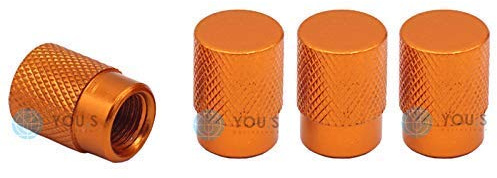 YOU.S Alu Ventilkappen Orange mit Dichtung Ventil Kappen Abdeckung für Auto PKW LKW (4 Stück)
