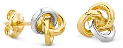 Orovi Damen Ohrringe Bicolor Gelbgold und Weißgold Ohrstecker 14 Karat (585) Gold
