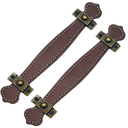 Supvox 2 Stück Pu Leder Griff Zinklegierung Vintage Stil Koffergriff Schrankgriff Türgriff Schubladengriff Hellbraun 7.6 Zoll