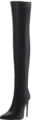 LUXMAX Stivali Donna sopra al Ginocchio con Tacco Alto Spillo Tacchi a Punta Scarpe con Cerniera (Nero 2) - 39 EU