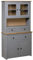 Tidyard Küchenschrank Highboard Schrank 93 x 40,5 x 180 cm Mit offenem Fach, 4 Schubladen, 2 Türen und 2 Glastüren,Buffet Vitrine Esszimmer Küche Vitrinenschränke Mit Stauraum,massivem Kiefernholz