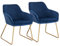 WOLTU Esszimmerstühle 2er Set Küchenstühle Wohnzimmerstühle Polsterstühle Sessel, Armlehnstühle mit Rückenlehne, für Esszimmer, Küche, Wohnzimmer, Samt, Gold Metallbeine, Blau, BH246bl-2