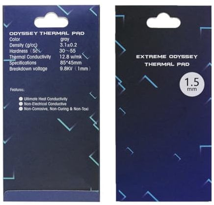 Wärmeleitpads 12,8 W/mK, 85x45x1.5mm, Silikon Thermal Pad für Kühlkörper/GPU/CPU/LED-Kühler