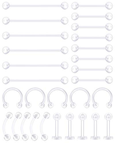 AceFun 29 STK Klar Piercing Retainer Flexible zungenpiercing Industrial Piercing Stab augenbrauen Septum Nasen Lippen Piercing Ring Mix Style Piercing bioflex