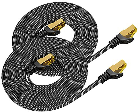 ARISKEEN Cat 8 Cable Ethernet 3metros 2pcs, Cat8 Cable Trenzado Plano de Alta Velocidad(40Gbps 2000Mhz/s) Gigabit Rj45 STP Red de Internet Blindada Cable de Conexión Lan para,Módem