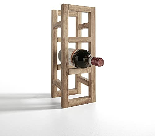 ARHome Weinflaschenhalter, 38,8 x 14,4 x 14,4 cm, Rustikale Eiche, Zusammenbaubar, Made in Italy