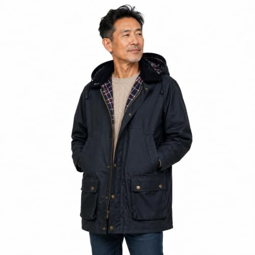 Romneys Gefütterte Englische Wachsjacke Country – Winterjacke für Damen & Herren | Warm wattiert, wind- & wasserdicht | Robuste Outdoor- und Regenjacke mit Kapuze