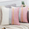 Pink Kissenbezug Nickerchen Kissenhülle Samt 2er Set mit Golden Streifen Muster Weicher Stoff Pink und Weiß Farbig Herbst und Winter für Bett,Wohnzimmrt,Auto,Büro，50cm*50cm