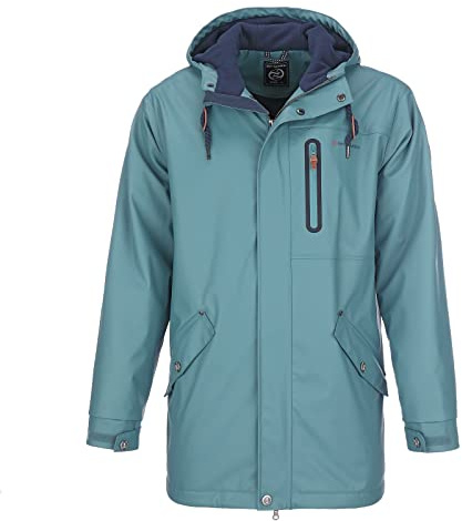 Dry Fashion Herren Regenjacke Bergen - Herrenjacke Regenmantel Männer Jacke Gefüttert Winddicht Wasserdicht in Petrol Größe S