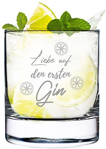 Stölze Lausitz Ginglas inciso con scritta – incisione laser – Bicchiere da cocktail – Gin & Tonic – Per veri intenditori – Tonic Water – Volume 320 ml – Natale – Scritta: Amore al Primo Gin