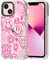 MOSNOVO Case for iPhone 13, [Buffertech 6.6ft Military-Grade Drop Protection] [Anti Peel Off Tech] Clear TPU Bumper Phone Case Cover Design - Pink Dripping Smiles Positivity Radiate Face