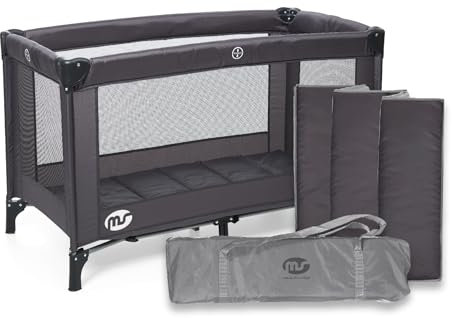 ms BabyWorld – Basic – Cuna de Viaje para niños | 120x60 cm | Desde 0+ Meses hasta 15 kg | Colchón y Bolsa Transporte Incluidos | Plegado y Montaje Fácil | Estructura Ligera y Estable