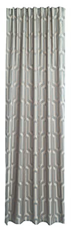HOMING Vorhang Tiaro Beige/Silber | Schlaufenvorhang inkl. Multifunktionsband | Blickdichter Vorhang Schlafzimmer & Wohnzimmer | Mustervorhang blickdicht mit verdeckten Schlaufen | 140x245 cm | 1 Stk.
