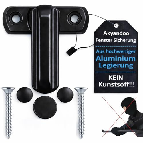 Fenstersicherung in Schwarz - 8 Stück für Fenster und Balkontüren mit stabiler Kindersicherung und effektivem Einbruchschutz, Set mit einfacher Montage