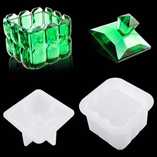 DIYBravo Würfel Dose Epoxidharz Silikonform mit Deckel Stiftehalter Schale Epoxid Form, Resin Silikonform Flasche Vorratsdosen Resin Box Mold für Schmuckkästchen Süßigkeitenglas