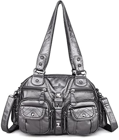 Angel Kiss Hobo Crossbody-Tasche für Damen, Schultertasche, mehrere Taschen, weich, Hobo-Geldbörsen, abnehmbarer Riemen, Leder-Handtaschen, Zinn