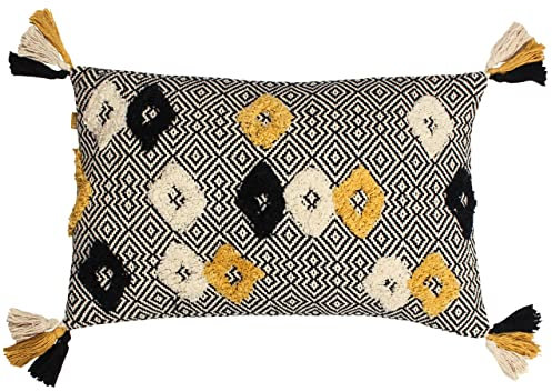furn. Benji Cushion Cover ,Black/Ochre,30 x 50cm