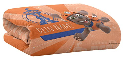 PICANOVA – PAW Patrol Zuma Decke mit Name 150x100cm – Personalisierte Kuscheldecke für Kinder – Premiumqualität Fleecedecke 510g/qm – Unschlagbar Weich Und Gemütlich Schmusedecke