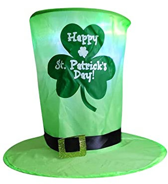 Chapeau haut de forme suspendu irlandais vert lumineux Led lumières vert chapeau haut de forme lutin pour accessoires de Costume St Patricks Day Suspension Chambre Sans Connexion (Green, One Size)