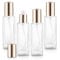 4 Pack 50ml/1.7oz Clear Glass Pump Bottle Refillable Square Foundation Dispenser Cosmetic Vial Containers with Pump & Gold Lids for Lotion Liquid Foundation Skin Care Cream Make Up Samples
