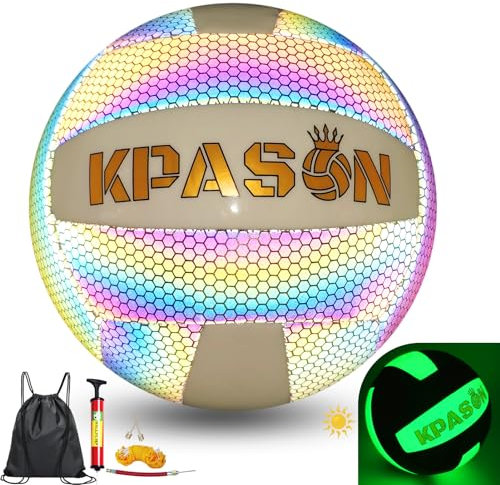 KPASON Volleybälle, holografisch, leuchtet im Dunkeln, offizielle Größe 5, für drinnen und draußen, Beachvolleyball