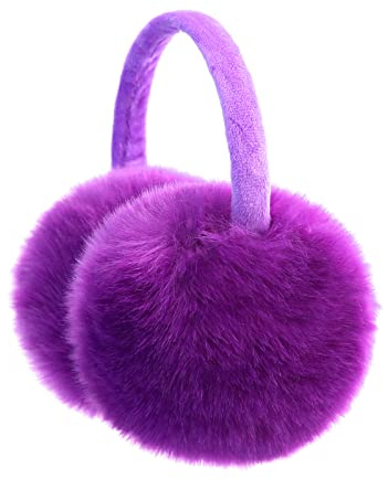 FSTEOE Cache-oreilles d'hiver pour femmes et filles - Cache-oreilles en peluche douce - Réglable - Violet foncé