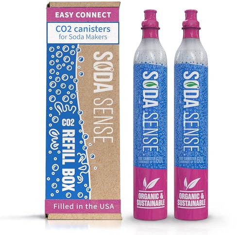 Soda Sense Easy Connect 60L CO2 Carbonator Cylinder + $15 Amazon Gift Card w/ 1st 2 Tanks Refill, Compatible w/Sodastream [Quick Connect Machines Only] Eco-Friendly CO2 Gas Refill