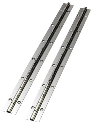 2Pack Continuous Piano Metal Hinge, Hoopever 600 x 38 x 1mm Stainless Steel Long Hinge 270 Degree Open Heavy Duty Furniture Hinge for Pianos, Cabinet, Doors, Large Windows, Boats, with Hole, Chrome